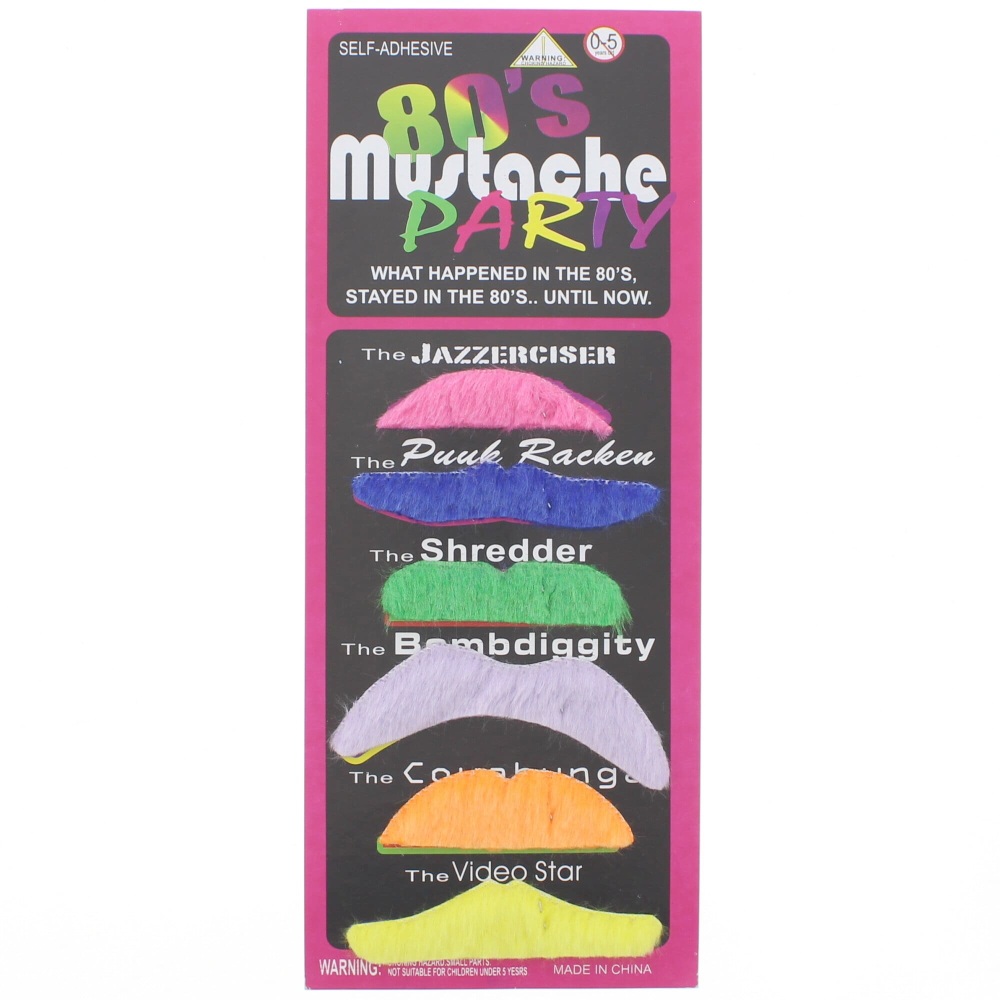 Zac's Alter Ego - Card Of 6 Multicolour 1980s Mexican Moustaches Moustache - Multicolore